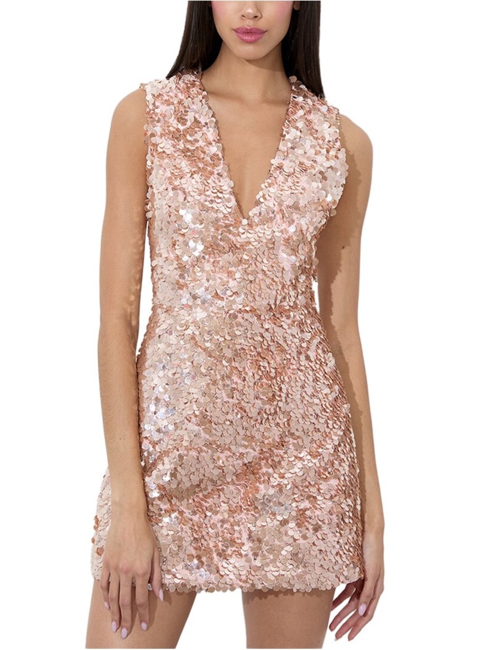 Alice + Olivia Pacey Disc Sequin Mini Dress Pearl Blush Size 4 NWT $1395